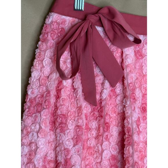 Unique Vintage Adorable Pink Mesh Rose Mini Skirt With Suspenders M 6 8 NWOT - Picture 6 of 8
